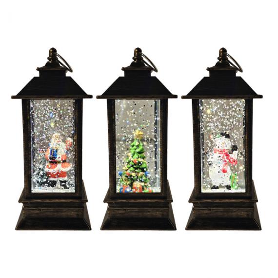 Light Up Lantern with 3d snowman