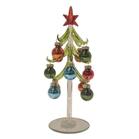 Glass Christmas Tree with bulbs on mirrored based