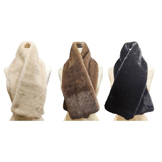 Soft to the touch faux fur scarf - Cream, Brown and Black