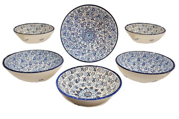 Aegean Design Ceramic Bowl in shades of sea blues