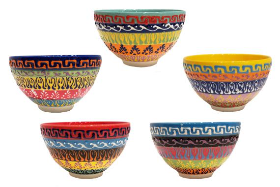 Bordure Design Footed Ceramic Bowl