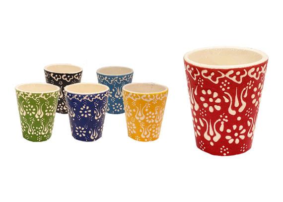 Pastel Ceramic white raised design Shotglass/Toothpick Holder