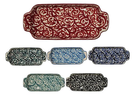 Pera Scroll Ceramic Tray with Handle