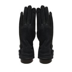 Suede feel Solid color with 2 large buttons texting glove