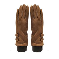 Suede feel Solid color with 2 large buttons texting glove