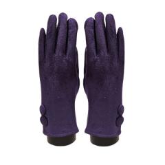 Suede feel Solid color with 2 large buttons texting glove