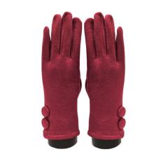 Suede feel Solid color with 2 large buttons texting glove