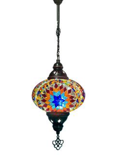 Hanging Mosaic Chandelier Lamp - Multi
