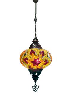 Hanging Mosaic Chandelier Lamp - Red, Orange and Golden Yellow