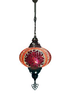 Hanging Mosaic Chandelier Lamp - Red
