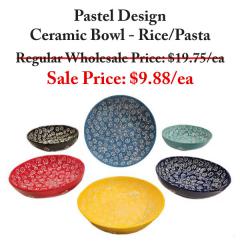 Rice/Pasta Ceramic Bowl Pastel pattern