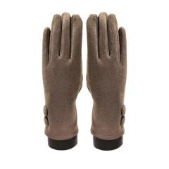 Suede feel Solid color with 2 large buttons texting glove