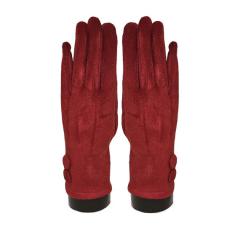 Suede feel Solid color with 2 large buttons texting glove