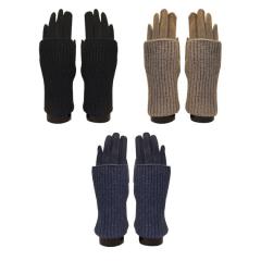 Faux suede glove with removable knit rib overlay with touch