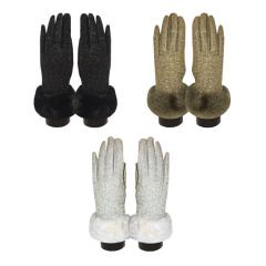 Mohair Teddy Rose textures with faux fur cuff texting glove
