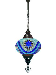 Hanging Mosaic Chandelier Lamp - Blue and Turquoise