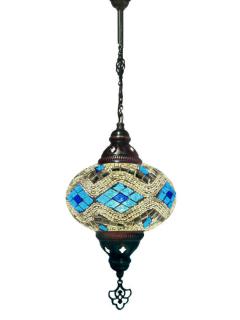 Hanging Mosaic Chandelier Lamp - Turquoise