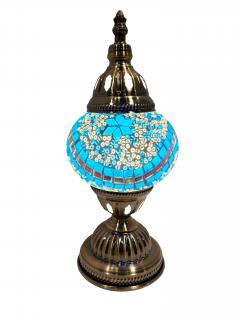 Mosaic Glass Desk Lamp - Turquoise and White