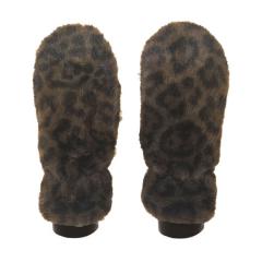 Soft to the touch, animal print faux fur mitten - Brown/Black