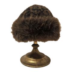 Soft to the touch, animal print faux fur dome hat - Brown/Black