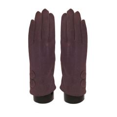 Suede feel Solid color with 2 large buttons texting glove