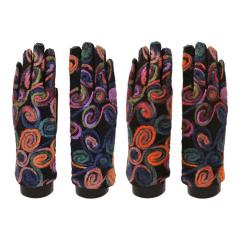 Yarn Large Flower with Circle texting glove with touch screen