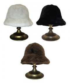 So Soft to the touch, faux fur cozy bucket hat - Black, Cream and Brow…