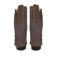 Suede feel Solid color with 2 large buttons texting glove