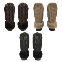 Textured, braided design mitten with Miumiu faux fur cuff