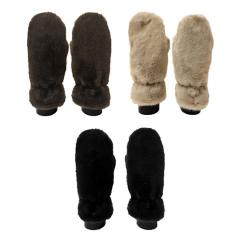 Soft to the touch faux fur mitten - Black, Cream and Brown