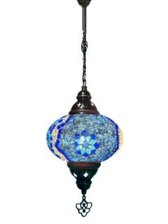 Hanging Mosaic Chandelier Lamp - Blue and Turquoise