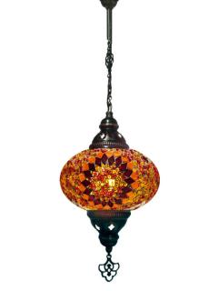 Hanging Mosaic Chandelier Lamp - Red and Orange