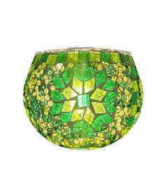 Candle Votive in Mosaic glass design by color - Green