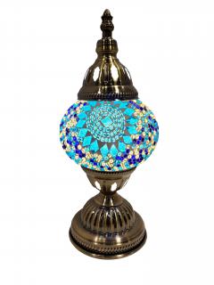 Mosaic Glass Desk Lamp - Turquoise and White