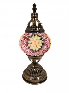 Mosaic Glass Desk Lamp - Pink and White