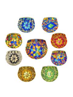 Candle Votive in Mosaic glass design in assorted patterns and - assort…