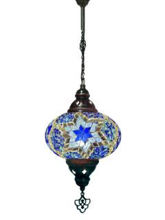 Hanging Mosaic Chandelier Lamp - Blue & Turquoise