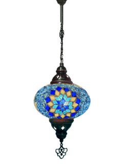 Hanging Mosaic Chandelier Lamp - Blue and Turquoise
