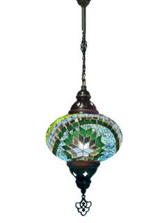 Hanging Mosaic Chandelier Lamp - Blue and Turquoise