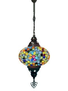 Hanging Mosaic Chandelier Lamp - Multi