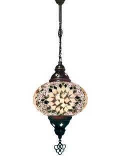 Hanging Mosaic Chandelier Lamp - Pink and White