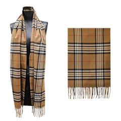 BB Inspired Plaid Basic Colors Cashmere Touch Muffler scarf - Tan