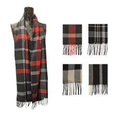 Plaid cashmere Touch Muffler scarf with fringe - Multi