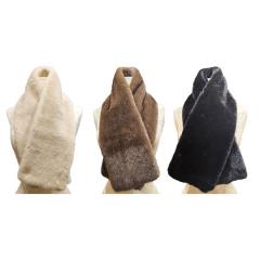 Soft to the touch faux fur scarf - Cream, Brown and Black