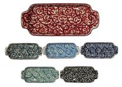 Pera Scroll Ceramic Tray with Handle